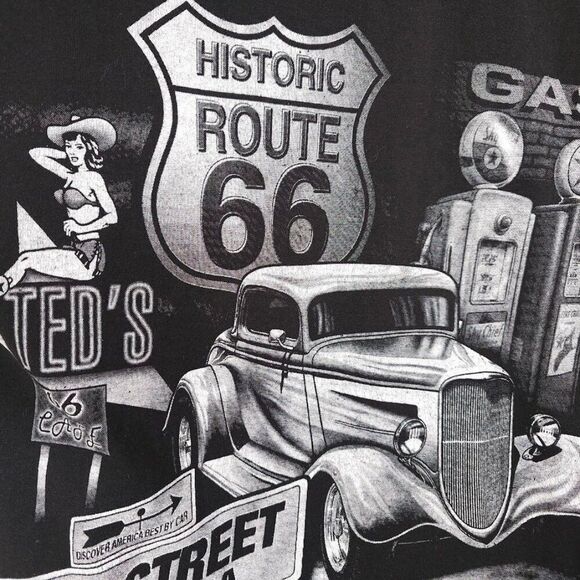 Vintage Route 66 T Shirt Mens Size Large Black 90s Main Street Of America - Picture 3 of 6